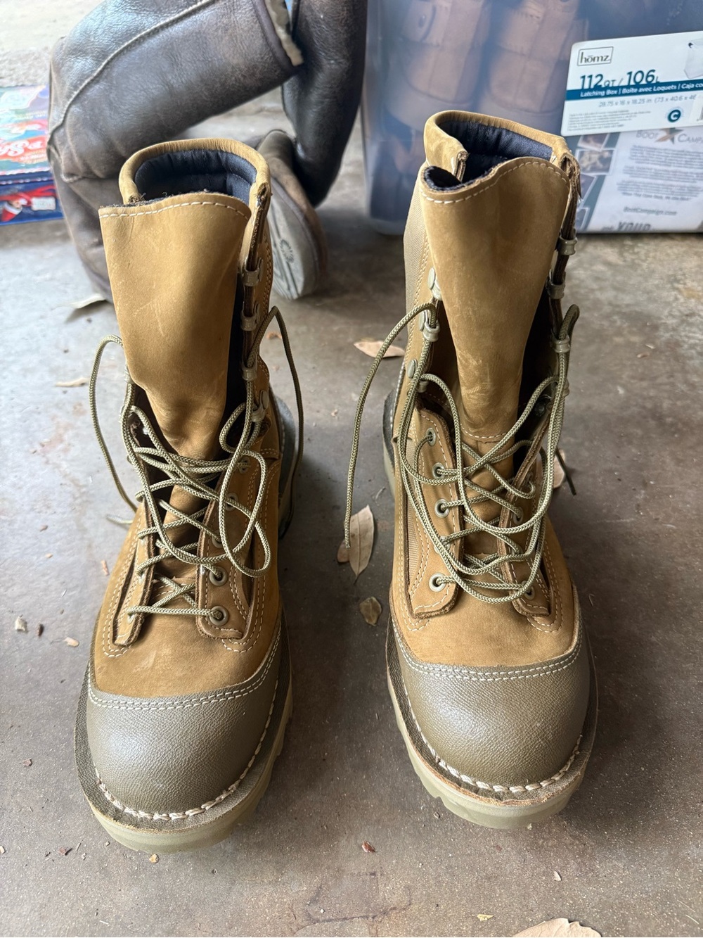 Bates Tan and Black Lace-Up Work Boots